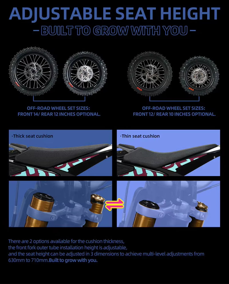 2025 New Sur Ron Hyper Be Suroon 5000W Brushless Electric Road Off-Road Bike for Teenagers 55Km/H Max Speed 50.4V/25Ah Battery