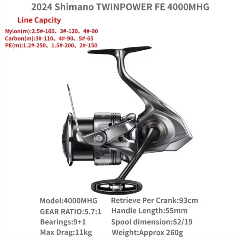 2024  Twin Power TWINPOWER FE Saltwater Spinning Fishing Reel C2000S C2500SXG C3000 C3000XG 4000M 4000PG 4000XG C5000XG