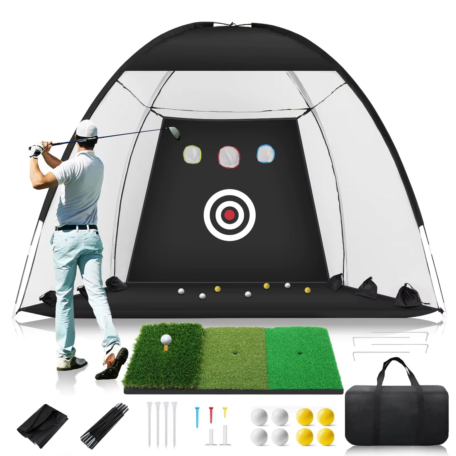 Professional Golf Practice Net Golf Hitting Cage Indoor Outdoor Exercise Practice Training Auxiliary Tool High Impact Hitting