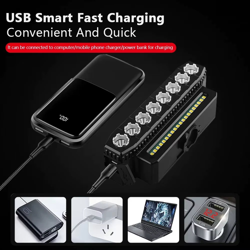 8 LED Bike Front Light with Horn Bicycle Light 6 Modes USB Charging Waterproof Bicycle Headlights MTB Cycling Lamp Accessories