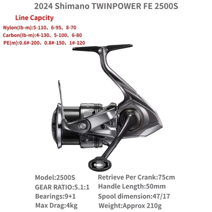 2024  Twin Power TWINPOWER FE Saltwater Spinning Fishing Reel C2000S C2500SXG C3000 C3000XG 4000M 4000PG 4000XG C5000XG