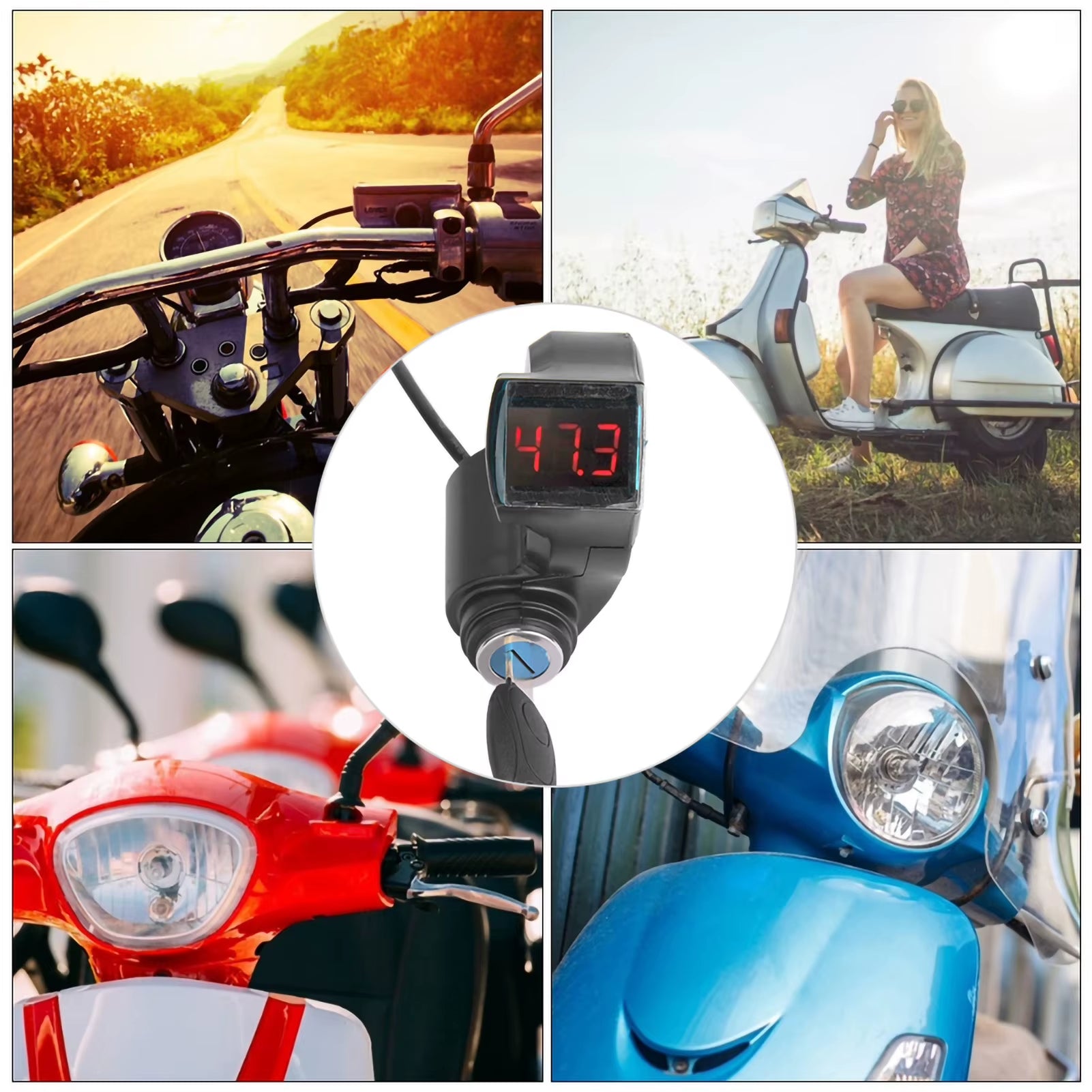 E-Bike Thumb Throttle Digital Battery Voltage Display Switch Power with Key Lock E-Bike Voltage Display E-Bike Battery Display