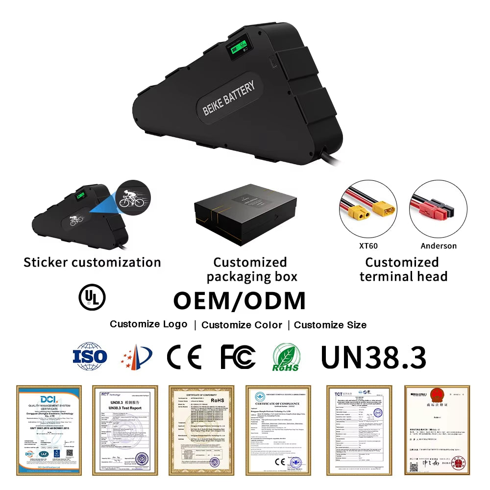 36V 48V 52V 60V 72V down Tube Electric Bicycle Triangle Hard Box Battery Triangle Lithium Batteries Packs for Electric Bicycle