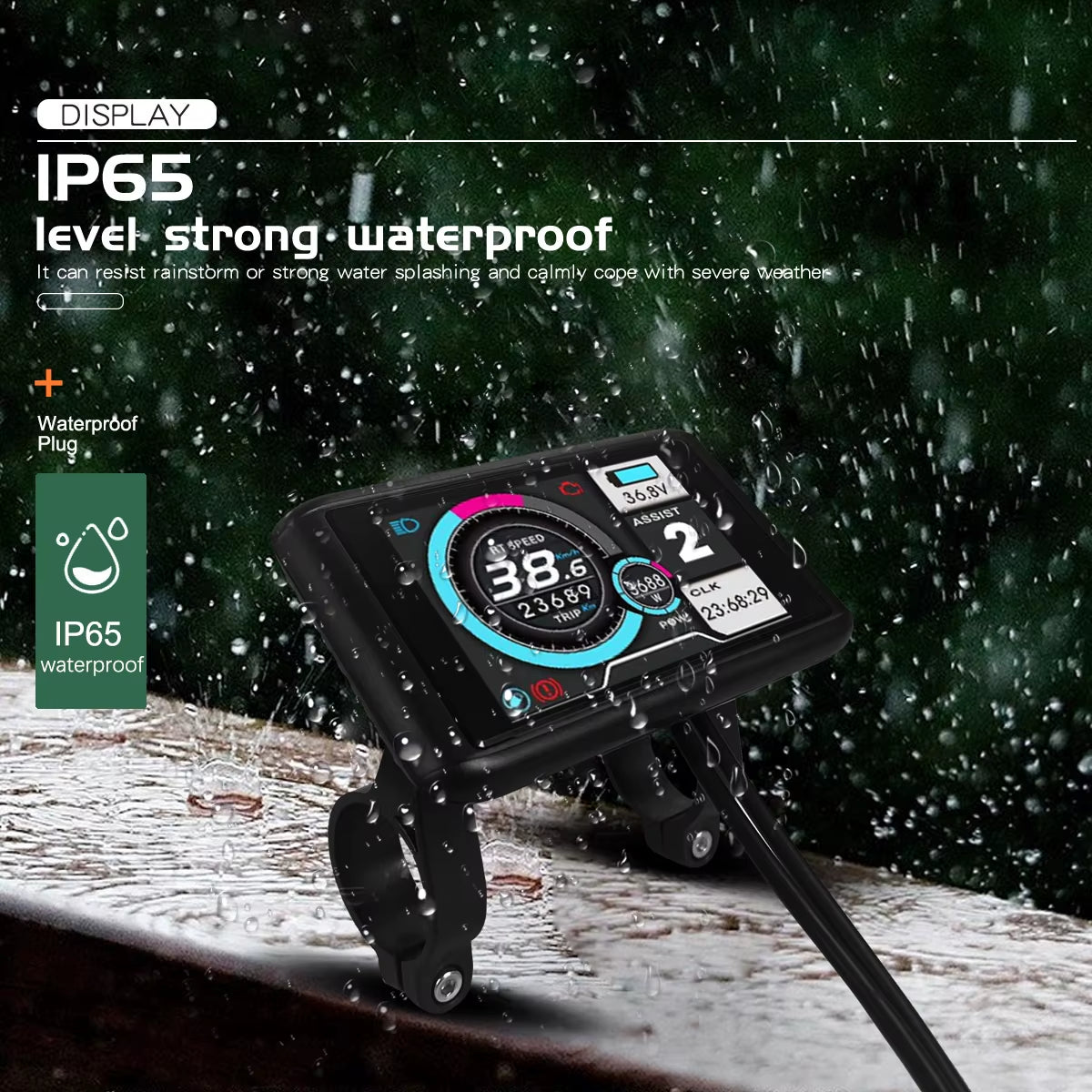 Electric Bike LCD Display Color 24V36V48V52V60V72V UKC1 Ebike Display Sm/Waterproof Plug for UART2 Protocol Controller