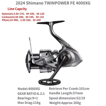 2024  Twin Power TWINPOWER FE Saltwater Spinning Fishing Reel C2000S C2500SXG C3000 C3000XG 4000M 4000PG 4000XG C5000XG
