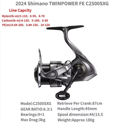 2024  Twin Power TWINPOWER FE Saltwater Spinning Fishing Reel C2000S C2500SXG C3000 C3000XG 4000M 4000PG 4000XG C5000XG