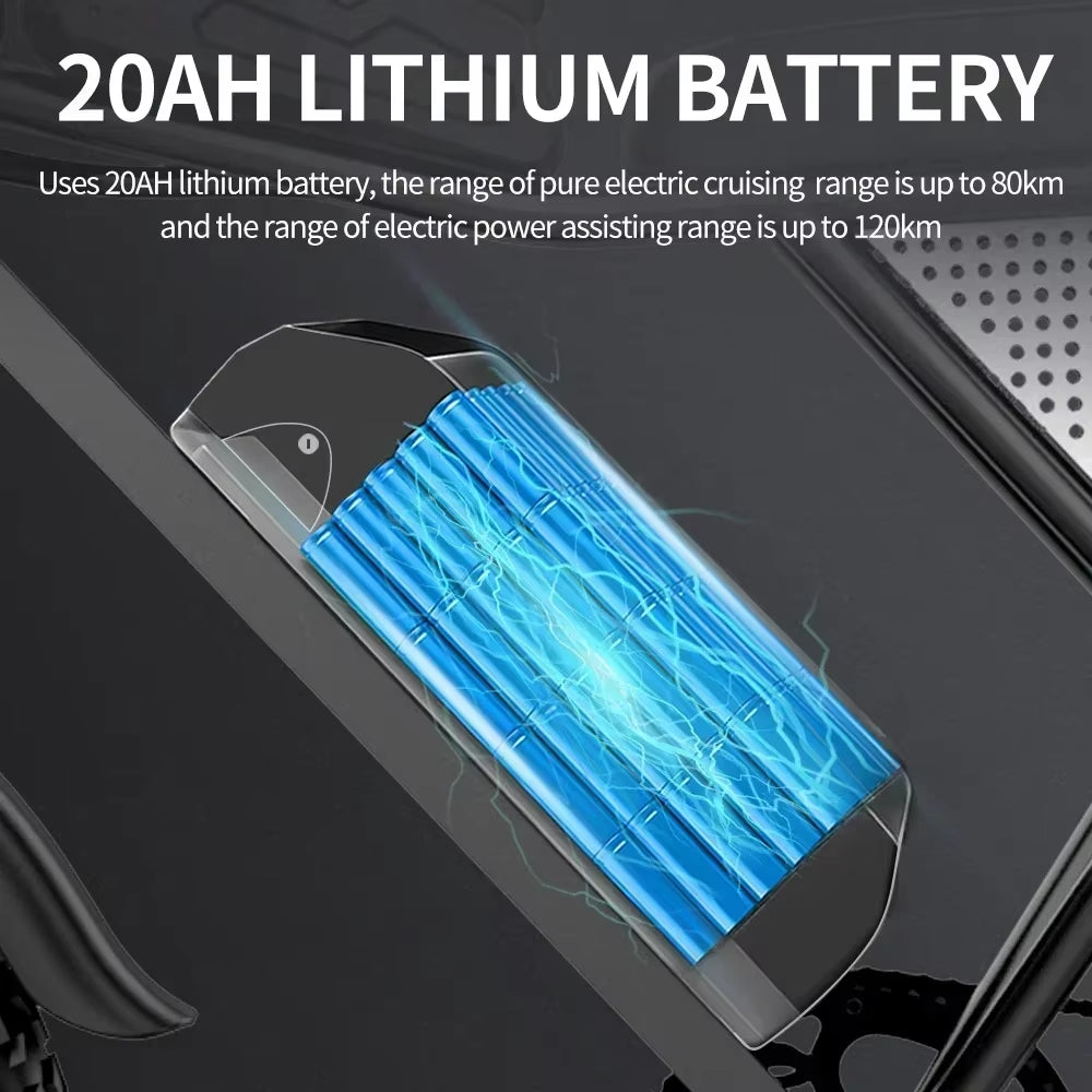 Electric Bike q20 2000W Dual Motor 52V 40AH Dual Battery Adult E-Bike 20 Inch Tire for Mountain Off-Road Electric Bicycle