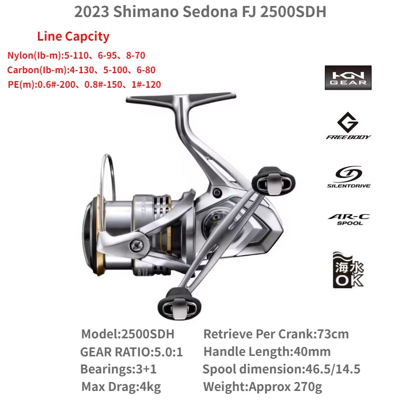 2023  SEDONA FJ 500 1000 C2000S C2000SHG 2500HG C3000HG 4000XG C5000XG Spool Spinning Saltwater Fishing Reel 3+1BB