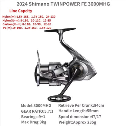 2024  Twin Power TWINPOWER FE Saltwater Spinning Fishing Reel C2000S C2500SXG C3000 C3000XG 4000M 4000PG 4000XG C5000XG