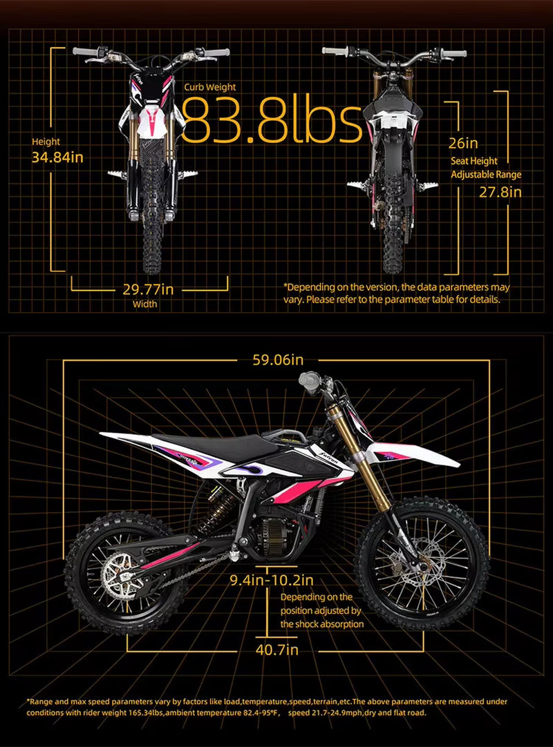 2025 New Sur Ron Hyper Be Suroon 5000W Brushless Electric Road Off-Road Bike for Teenagers 55Km/H Max Speed 50.4V/25Ah Battery