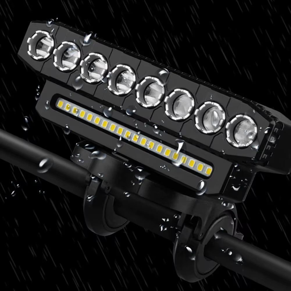 LED Bike Headlight LED Light Bar with 130DB Bell Bicycle Front Light 4000Mah Power Bank 6 Light Modes USB Charging Bicycle Lamp