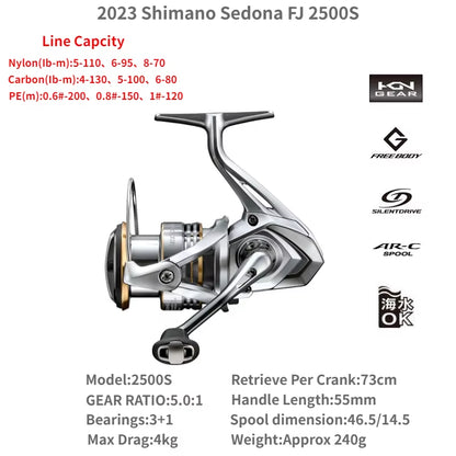 2023  SEDONA FJ 500 1000 C2000S C2000SHG 2500HG C3000HG 4000XG C5000XG Spool Spinning Saltwater Fishing Reel 3+1BB