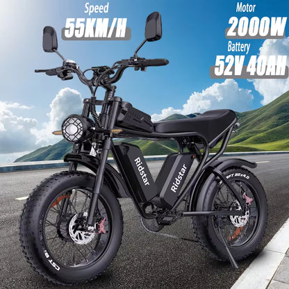Electric Bike q20 2000W Dual Motor 52V 40AH Dual Battery Adult E-Bike 20 Inch Tire for Mountain Off-Road Electric Bicycle