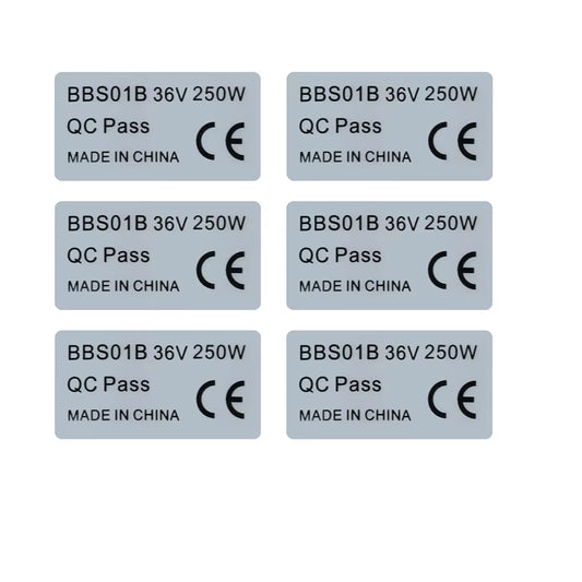 6PCS 36V 250W  Mid Drive Motor PVC Sticker for BBS01/02 BBSHD Ebike Motor Electric Bicycle Conversion Kit Label Tags