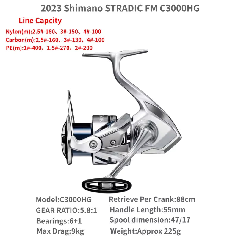 2023  STRADIC FM 1000S C2000S 2500S 2500SHG C3000 C3000HG C3000XG 3000MHG 4000MHG 4000XG C5000XG Spinning Fishing Reels