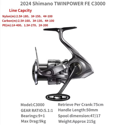 2024  Twin Power TWINPOWER FE Saltwater Spinning Fishing Reel C2000S C2500SXG C3000 C3000XG 4000M 4000PG 4000XG C5000XG