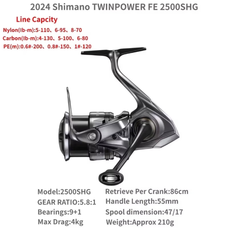 2024  Twin Power TWINPOWER FE Saltwater Spinning Fishing Reel C2000S C2500SXG C3000 C3000XG 4000M 4000PG 4000XG C5000XG