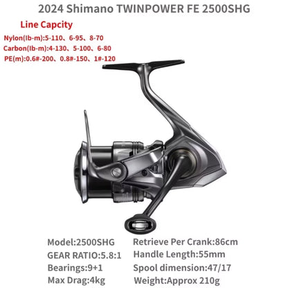2024  Twin Power TWINPOWER FE Saltwater Spinning Fishing Reel C2000S C2500SXG C3000 C3000XG 4000M 4000PG 4000XG C5000XG