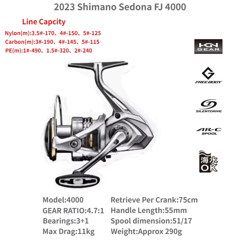2023  SEDONA FJ 500 1000 C2000S C2000SHG 2500HG C3000HG 4000XG C5000XG Spool Spinning Saltwater Fishing Reel 3+1BB