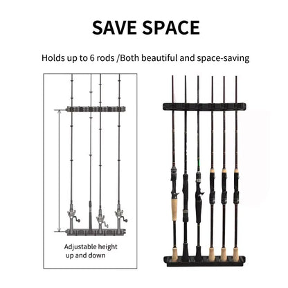 Fishing Rod Racks 2Pcs Vertical Wall Rod Holder 6 Rods Space-Effcient ABS Fishing Pole Holder Wall Mount Storage Tool Pesca