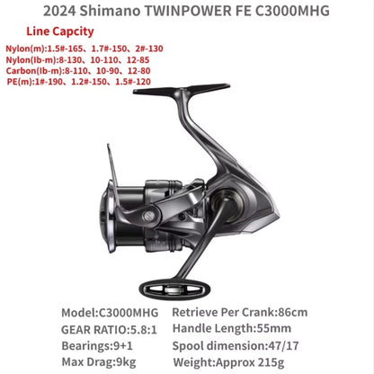 2024  Twin Power TWINPOWER FE Saltwater Spinning Fishing Reel C2000S C2500SXG C3000 C3000XG 4000M 4000PG 4000XG C5000XG